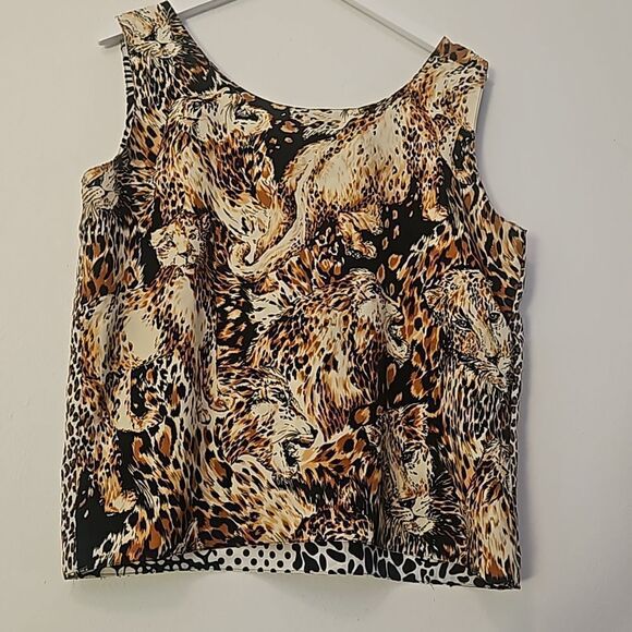 Womens  Animal Print Tank Top Blouse Sleeveless Scoop Neck  no Tags - Picture 4 of 4